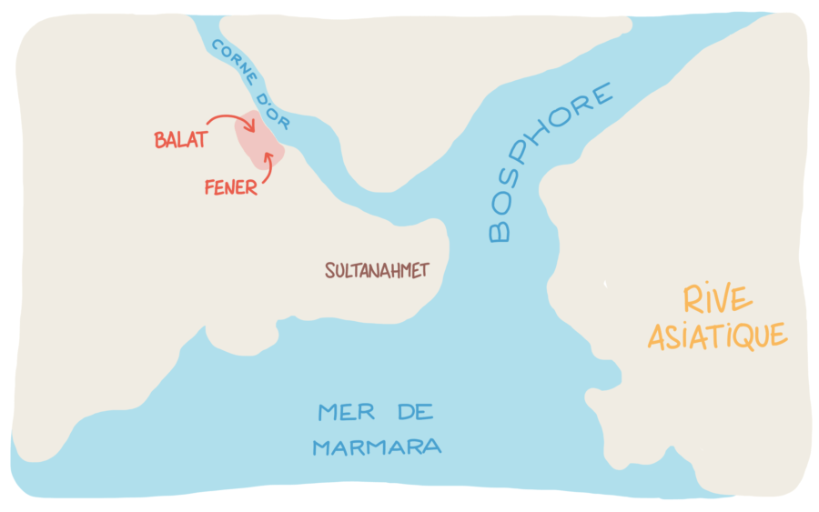 Carte : les quartiers de Balat et Fener à Istanbul