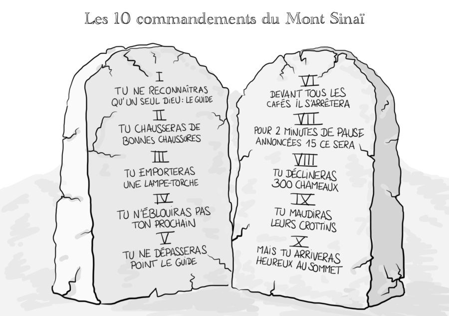 Dessin : les 10 commandements de l'ascension du Mont Sinaï