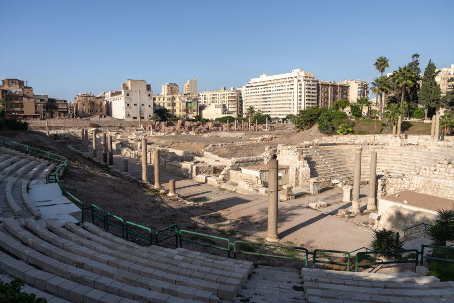 Visite de l'amphithéâtre romain d'Alexandrie en Egypte