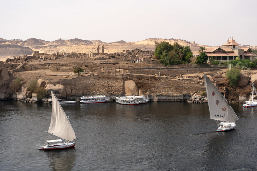 Zone archéologique d'Assouan depuis le parc Feryal