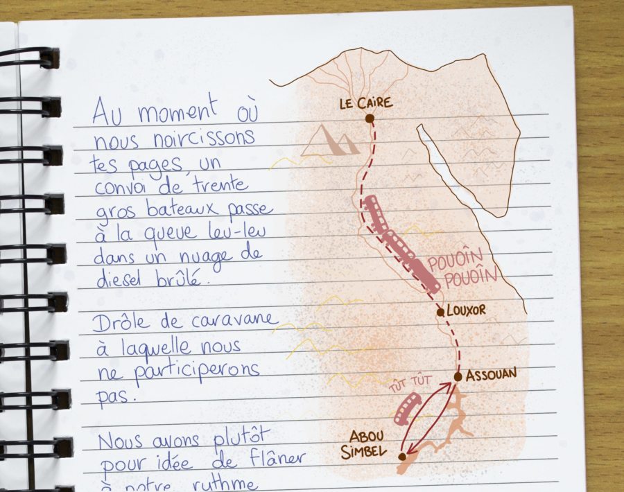 Carte de notre trajet vers Assouan et Abou Simbel