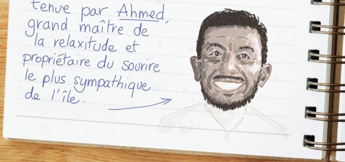 Dessin d'Ahmed dans notre carnet de voyage