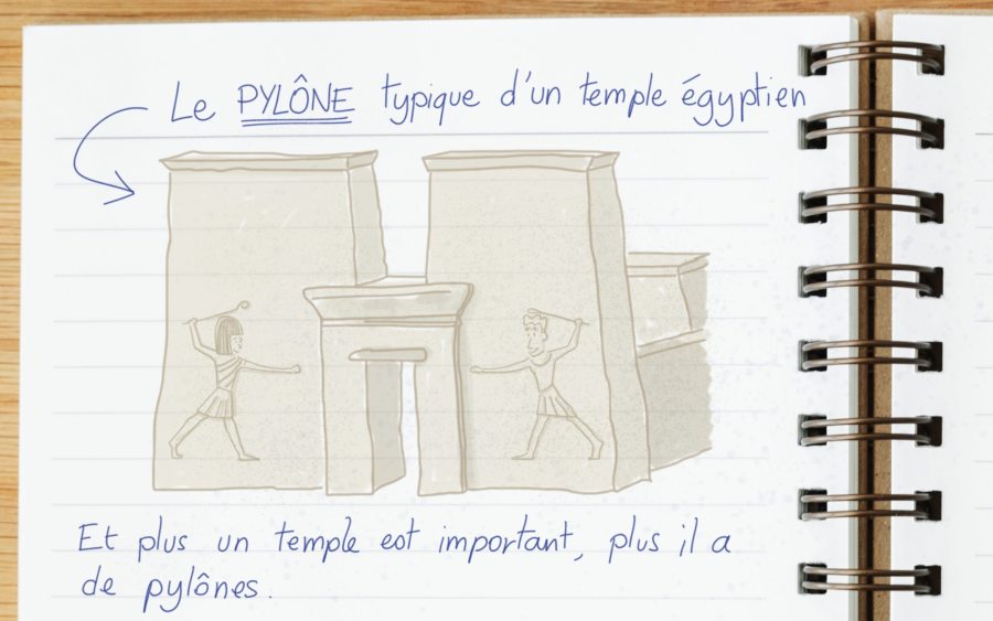 Dessin : architecture d'un temple égyptien