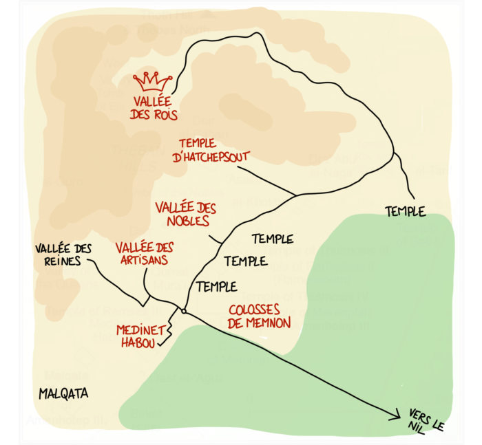 Carte rive ouest Louxor