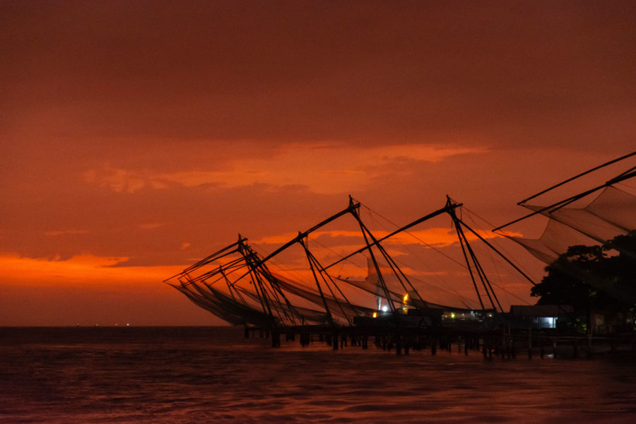 Filets de pêche chinois à Vypeen, Cochin