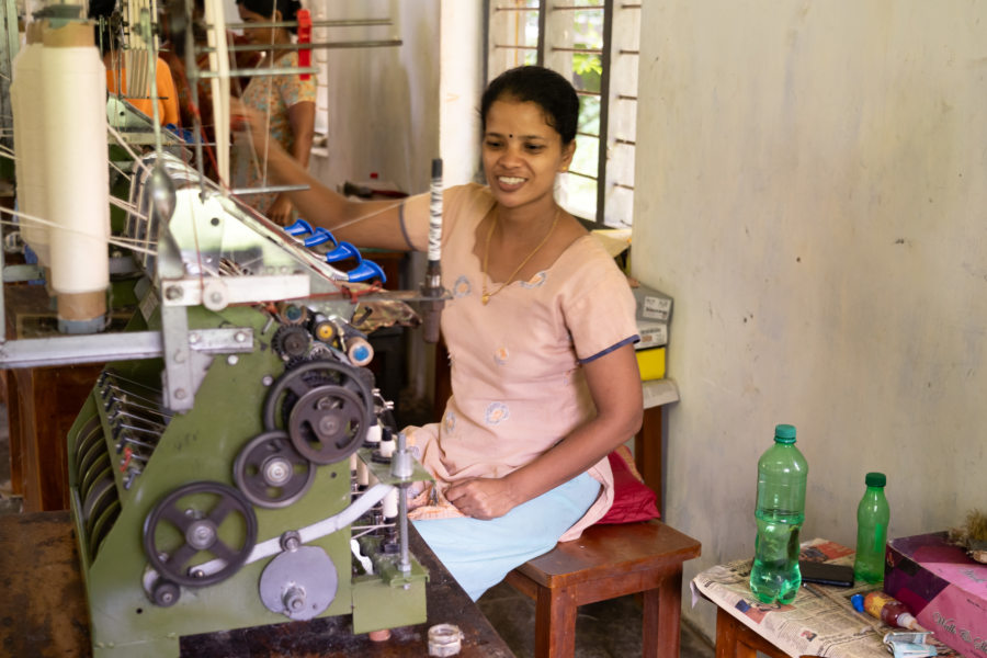 Visite de l'usine de coton de Munroe Island au Kerala