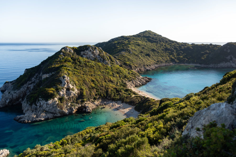 Deux plages de Porto Timoni sur l'île de Corfou