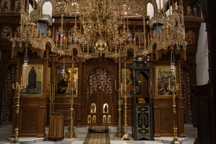 Intérieur du monastère Dionysiou sur le Mont Olympe