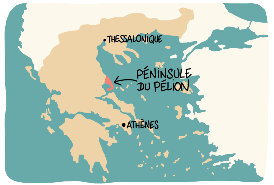 Carte du Pélion en Grèce