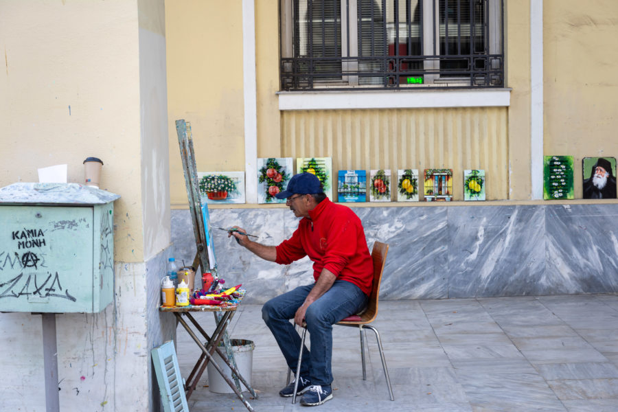 Peintre de rue à Thessalonique