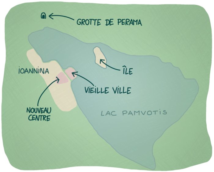 Carte touristique de Ioannina en Grèce